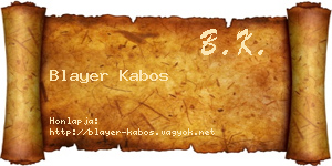 Blayer Kabos névjegykártya
